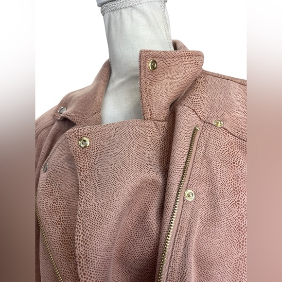 Chico’s Elongated Moto Scuba Suede Jacket Blush Pink Size 3 (XL 16/18) - Picture 6 of 13